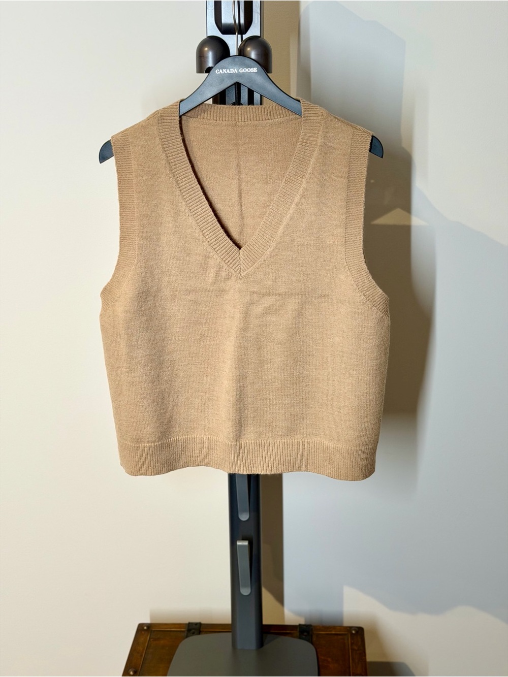 Canada Goose Sleeveless V-Neck Sweater Vest in Camel